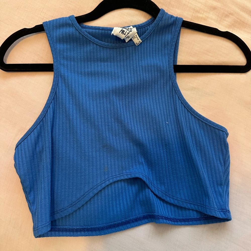 princess polly dark bright blue cropped tank top
